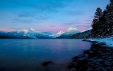 Landscape mountains lake glacier national park montana Custom Gaming Mat Desk