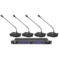 Pyle Pdwm4700 Pro Rack Mount 4 Channel Desktop Uhf Wireless Microphone System