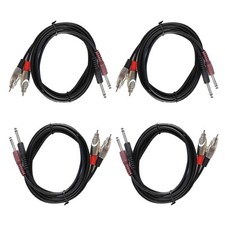 4Pcs 6ft 2-1/4 in (6.3mm) Mono Male  Cables to 2-RCA Male Audio Cables Jack Mono