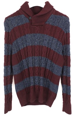 Tommy Hilfiger Pullover Herren M Pullover Zopfmuster Mischung Gestreift Schal