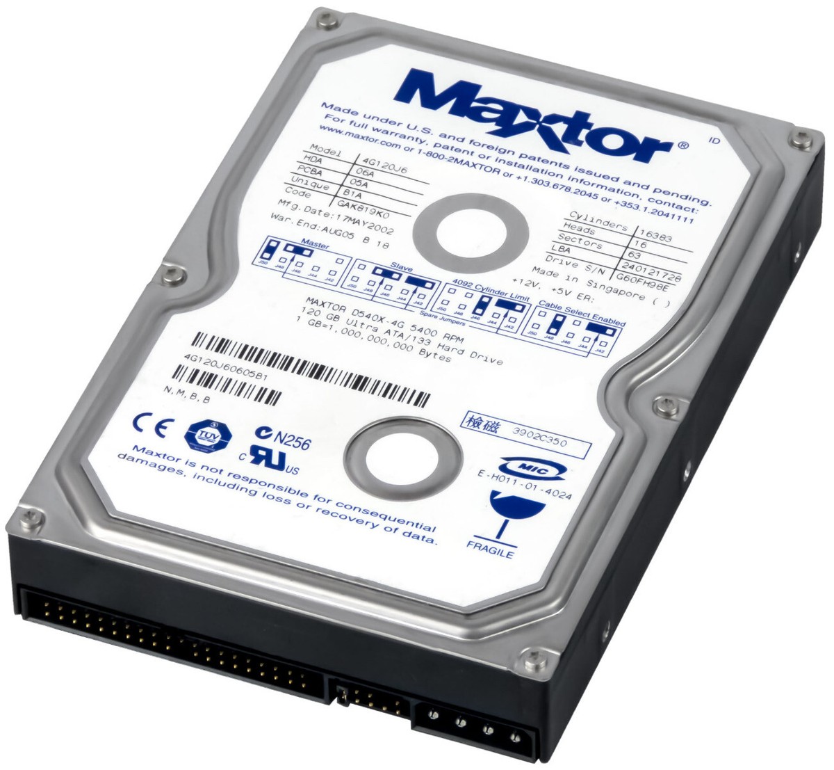 Hard Disk Maxtor 120gb Maxtor (SATA) DiamondMax 6L200M0 Internal