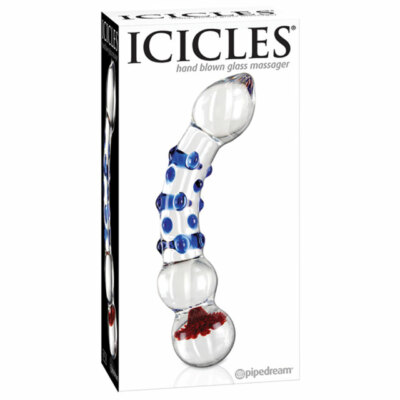Icicles No. 18- Curved Glass Dong Beaded hypoallergenic Dildo Sex Toy