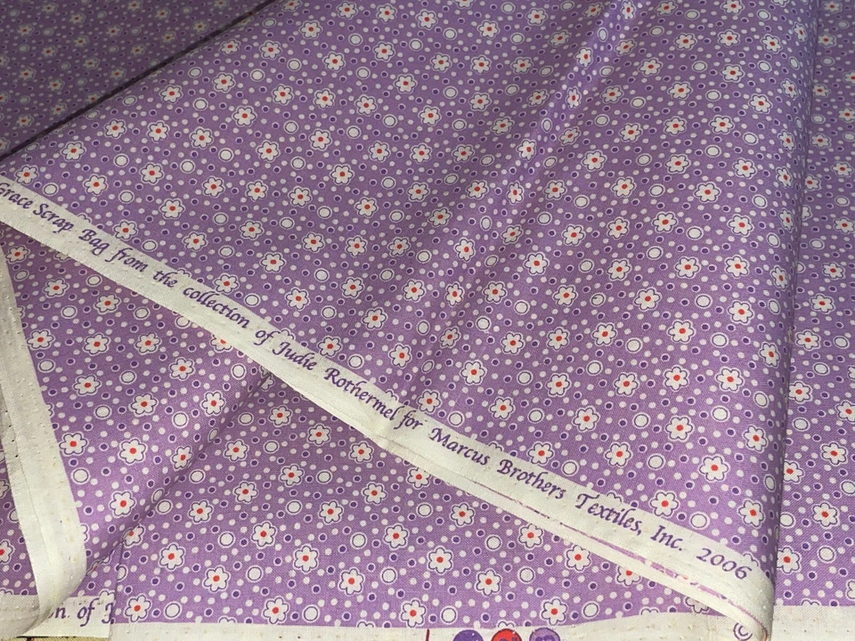 By 1/2 Yd Aunt Grace Scrap Bag Judie Rothermel Marcus Floral Purple Daisy 2006 - Image 3 of 4