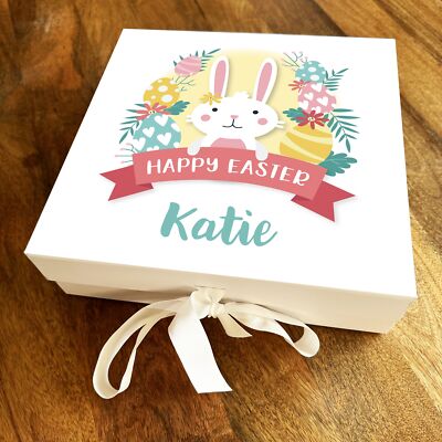 Frohe Ostern Hase Blume Quadrat Schokolade Leckereien Süßigkeiten Korb Geschenkbox