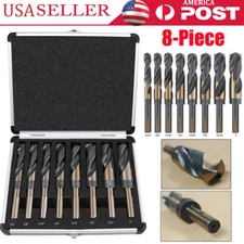 8 PCS HSS Cobalt Silver and Deming Drill Bits Set Large Size 9/16 inch to 1 inch