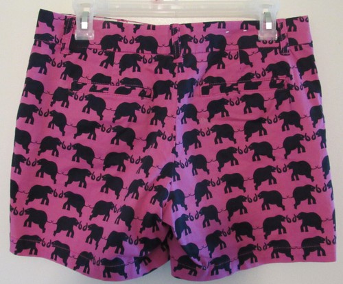 Womens Pink Shorts Size 4 Black Printed Elephant Link Chain Woven Crown & Ivy - Picture 2 of 6