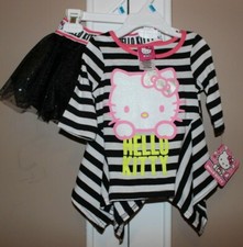 BNWTS Sanrio Hello Kitty BLACK TUTU SKIRT AND TOP 18-24 MONTHS