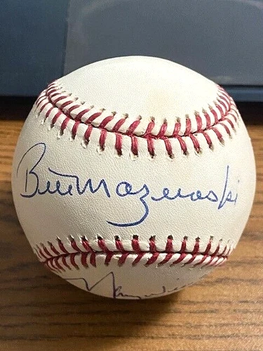 BILL MAZEROSKI & MAURY WILLS SIGNED AUTOGRAPHED OML BASEBALL!  Pirates!