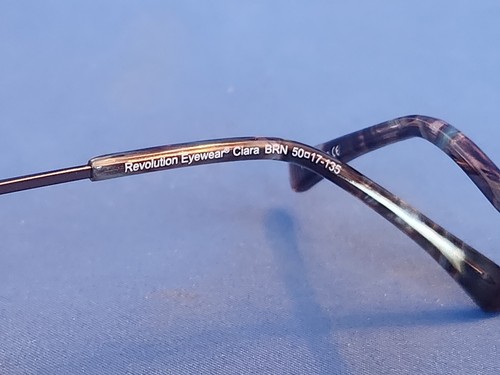New Women's Revolution Eyeglass Frame w/ Polarized Clip Clara Brown Metal 50-17 - Picture 14 of 15