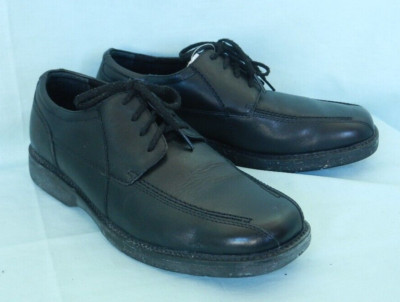 THOM McAN Ultra Flex Black Leather Square Toe Lace Up Comfort Mens Shoes 8.5 NEW