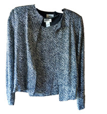 J.b.s Ltd Sleeveless Top And Long Sleeve Jacket In Black With Glitter.