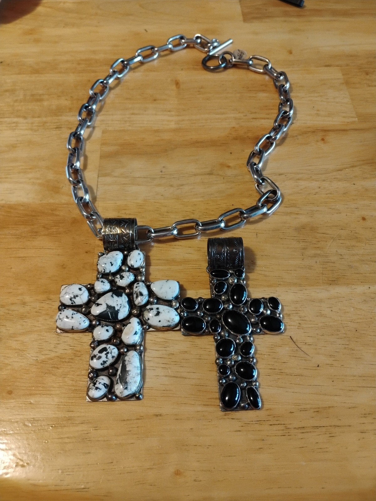 Turquoise Buffalo & Black Onyx Pendant Necklace 24 Inch Chain