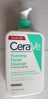 CeraVe Foaming Facial Cleanser Fragrance Free for Normal to Oily Skin (16 fl oz)