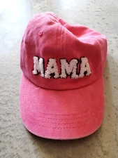 Mama Fluffy Distressed Pink Washed  Adjustable Cap Hat  1105