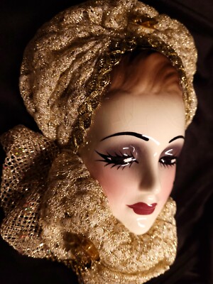 RARE Unique Creations Lady Face Mask Signed Limited Edition Gold Hard to Find