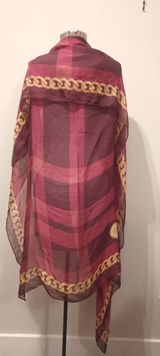 Sciarpa scialle seta Basile vintage 55” quadrato ITALIA rosso marrone corda oro nautica - Foto 20 di 21