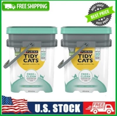 2 Pack Purina Tidy Cats Free & Clean Clumping Multi Cat Litter, Unscented, 35 lb