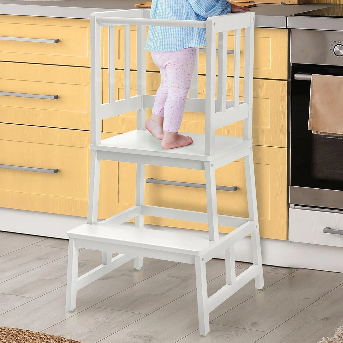 Kids Kitchen Nursery Step Stool White Mothers Helper Learning
