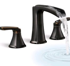 3-Hole Widespread Deck Mount BathTub Faucet - Waterfall Matte BLACK