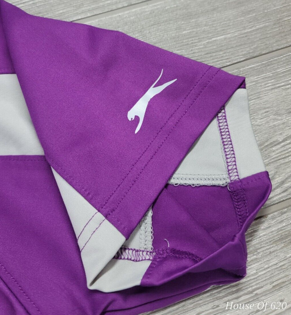 Slazenger Golf Shirt Mens L Purple Gray Performance Polo Short Sleeve Colorblock