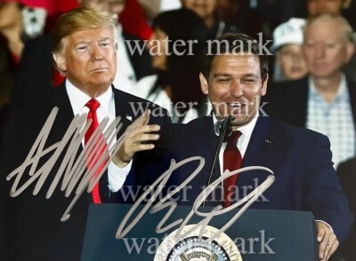 DONALD TRUMP & RON DESANTIS Neuauflage Doppelt Signiertes Foto 8''x11'' Nr. 26