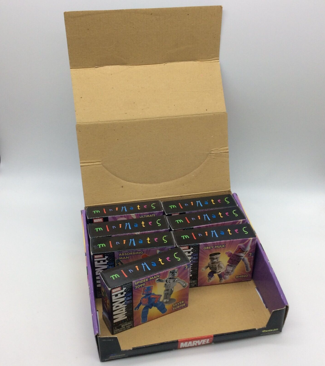 Marvel Minimates Lot Of 7 & Store Display Box - Hulk, Spider-Man