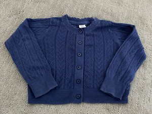 Baby Gap Girls Crochet Knit Long Sleeve Cardigan Sweater 3T Blue