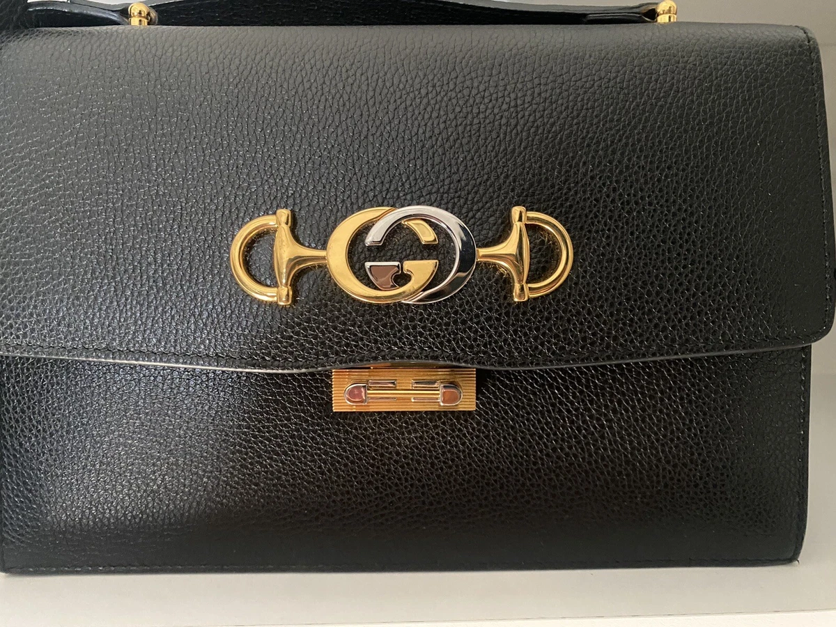 GUCCI Zumi Small Grainy Leather Chain Crossbody Bag Black eBay