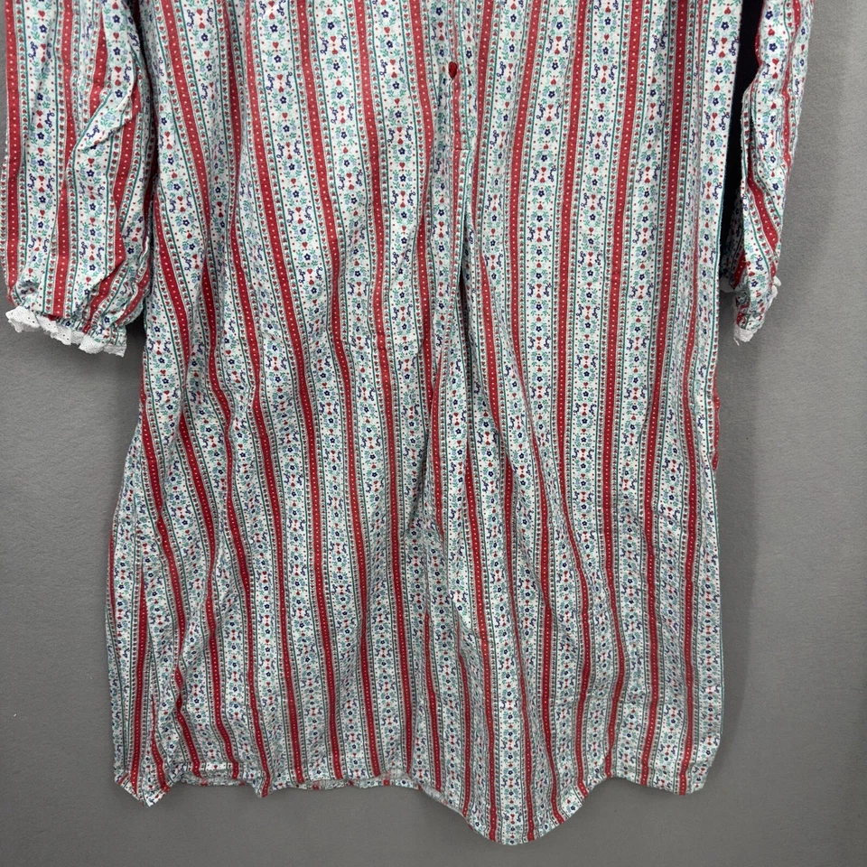 Camisón de franela Lanz of Salzburg para mujer mediano de encaje a rayas corazón Cottagecore Foto 4 de 4