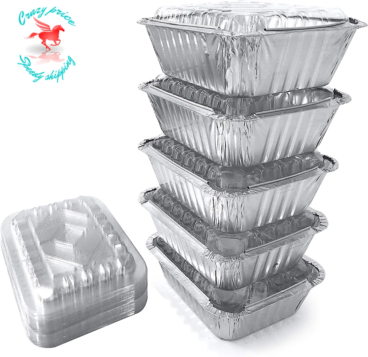 Small Aluminum Containers with Lids 1LB Freezer Tins Food to Go