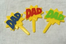 Father's Day Cupcake Topper Picks Dad Red Green Blue Yellow 24 Pieces