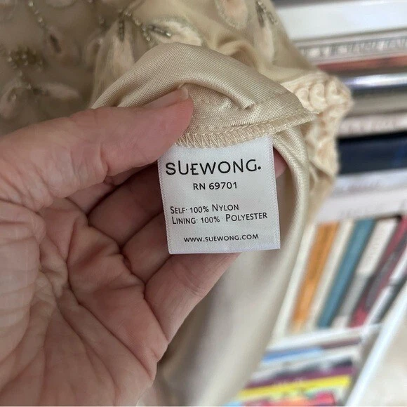 Новый Сью Вонг размер 6 бисером блестки коктейльное платье v-образным вырезом крышка рукава свадьбы фея - Изображение 4 из 4