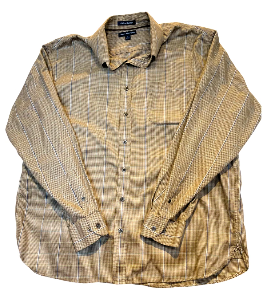 Men's John Ashford Shirt Sz XL Brown Plaid Button Down Long Sleeve 100% Cotton - Image 2 of 4