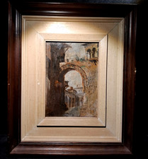 DIPINTO OLIO FINE '800 PRIMI'900 CON DEDICA AL RETRO.
