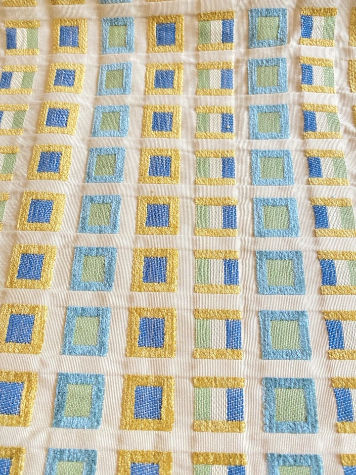 Tecido para estofados moderno tecido quadrados verde ouro azul 2 jardas + 24” X 96” - Imagem 2 de 4