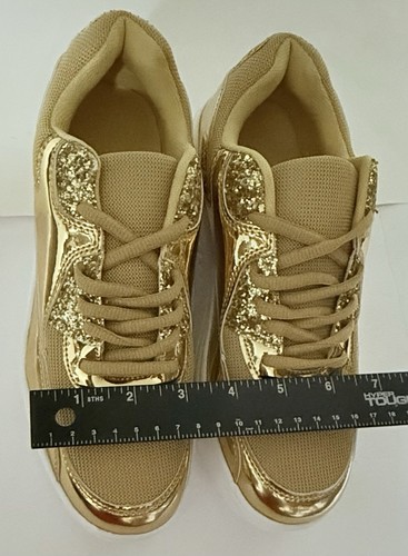 Sneakers Women’s Gold 8 1/2 41 Platform Wedge Slip On Walking Shoes Gym Athletic - Picture 15 of 18