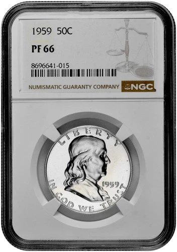 1959 50C Proof Silver Franklin Half Dollar NGC Graded PF 66 in New Holder