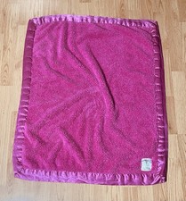 Little Giraffe Dark Pink Magenta Soft Sherpa Satin Trim Baby Blanket 27x31 USA
