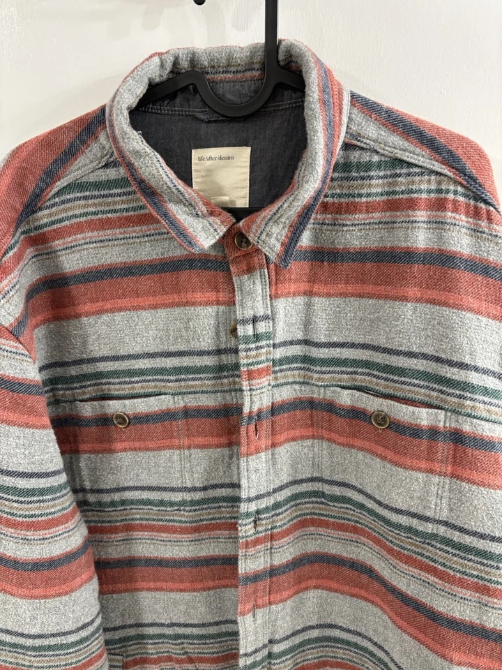 Sobrecamisa Life After Denim Hombre XXL 2XL Gris Rayas Horizontales Multicolor Otoño Foto 3 de 4