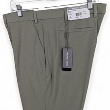 Michael Kors Men's Classic Fit Cotton Stretch Dress Pants Green Tan 38 x 32