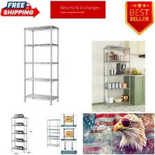 Multi-Purpose Adjustable Shelf Unit - 5 Tier Metal Organizer for Home Efficiency