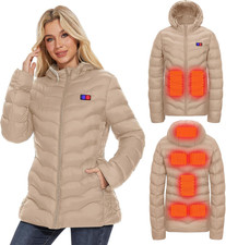 Womens Heated Jacket with 10000Mah Battery Pack Dual Control Button Heated Coat