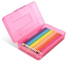 Colored Plastic Pencil Box, Large Capacity Pencil Case, Pencil Boxs for Pink