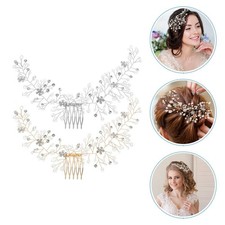2 Pcs Wedding Crystal Hair Comb Accessories for Brides Bridal Rhinestone