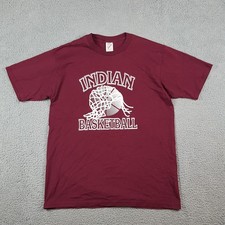 Vintage 80s 90s Indian Basketball Size Large School Sports NBA USA Made T Shirt