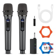 Wireless Microphone,Professional Dual Handheld Cordless Dynamic Mic System