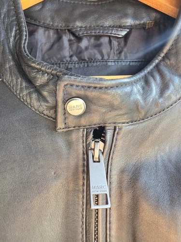 Andrew Marc Marc New York Men’s Black Leather Full Zip Biker Jacket XL image 3