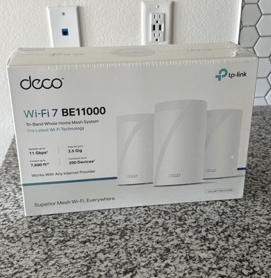 TP-Link Deco BE11000 Wi-Fi 7 Tri-Band Mesh Router System 3-Pack, 11Gbps