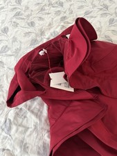 Alexander McQueen Red Off Shoulder Hi-Low Ruf...