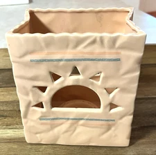 RARE PAPER BAG sculpture SOUTHWEST TREASURE CRAFT peach Candle Holder JAPAN 6"
